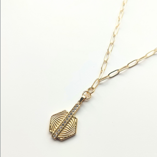 Ridged Hexagon Pendant with Paper link Chain