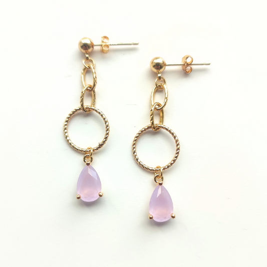 Pink Chain Drop Earrings