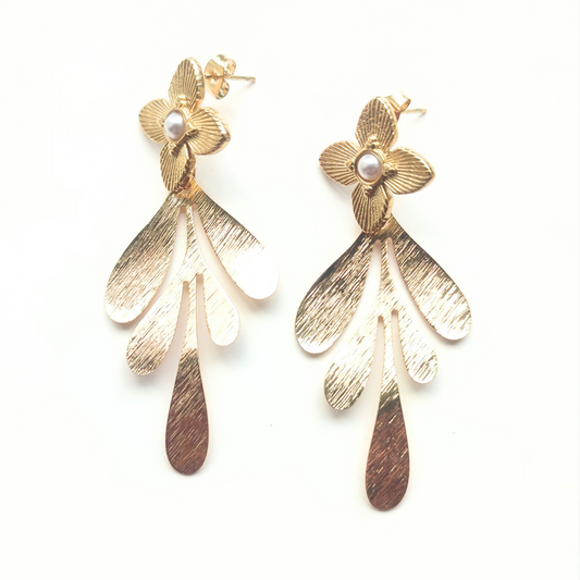 Statement Floral Leaf Earrings