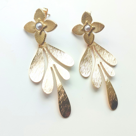 Statement Floral Leaf Earrings