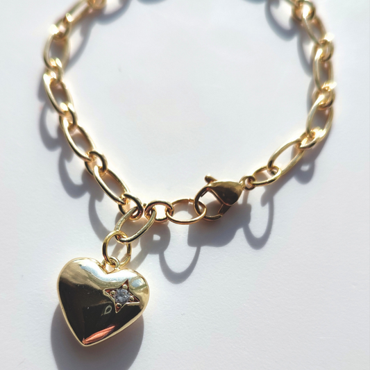 Chunky Style Heart Charm Bracelet