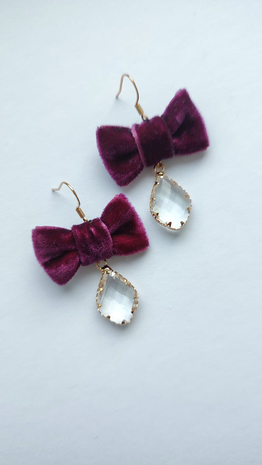 Purple Bow Earrings