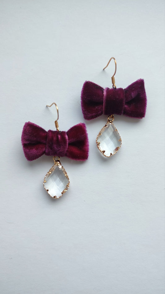 Purple Bow Earrings