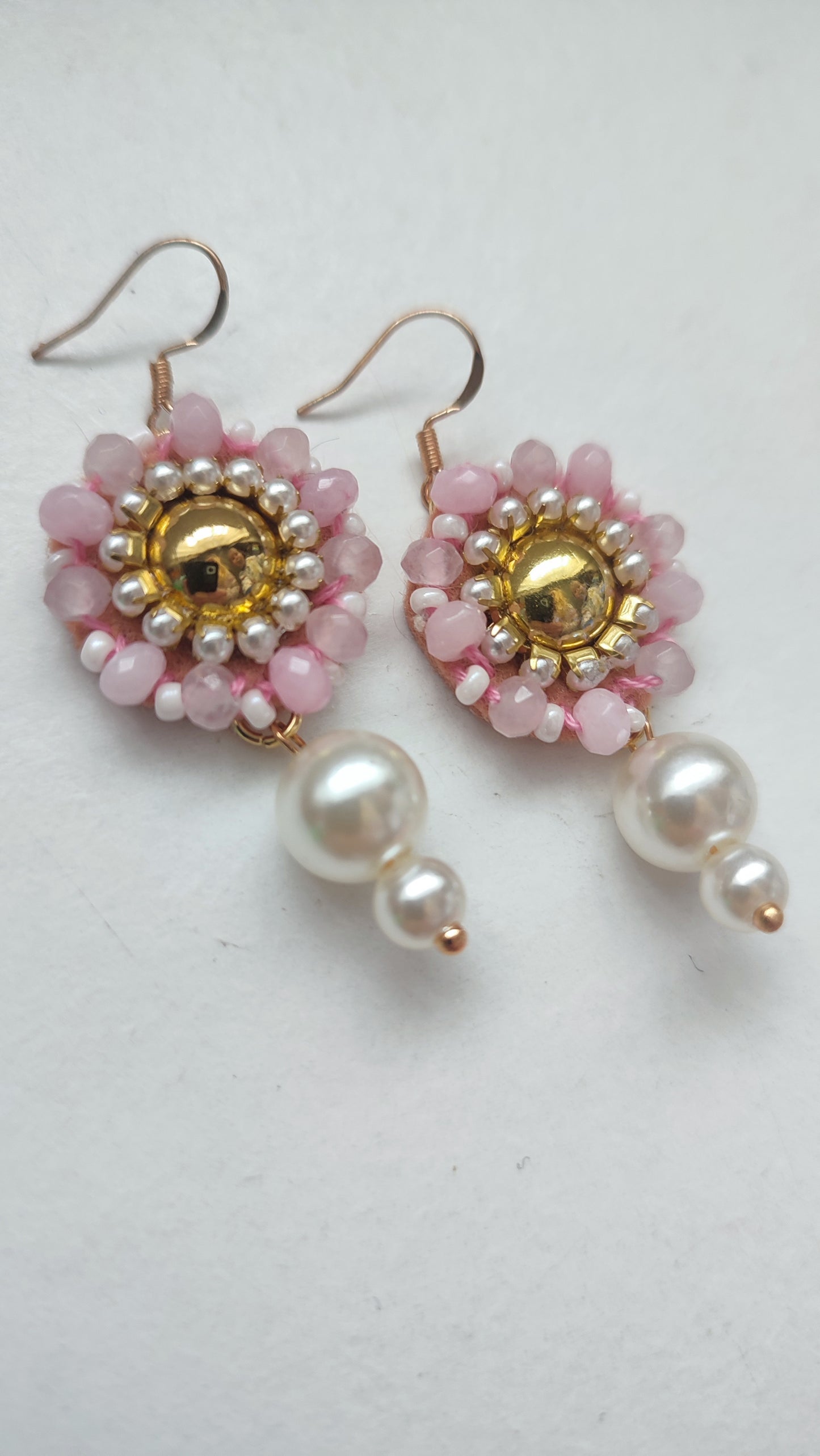 Pink Floral Design Earrings