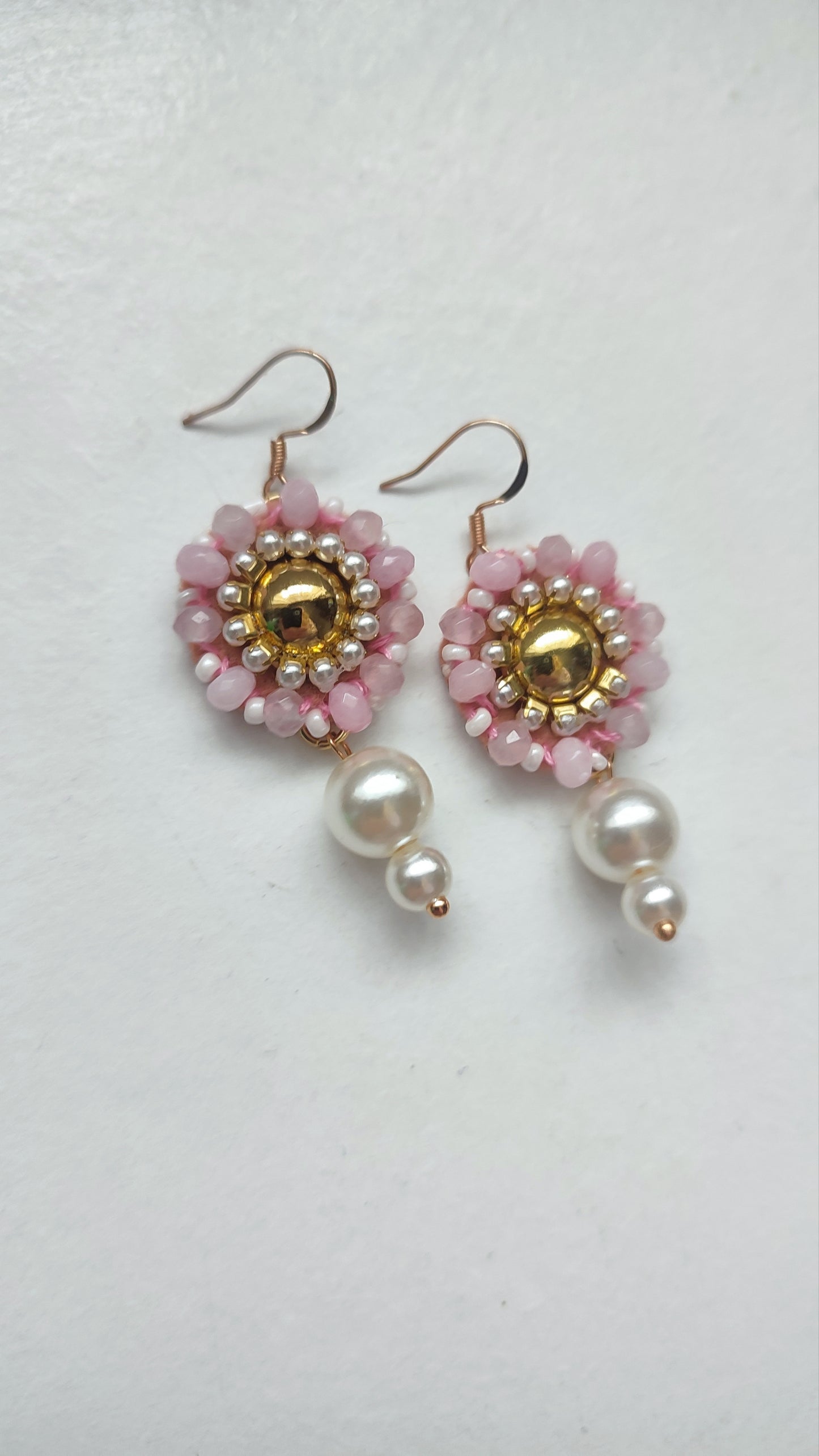 Pink Floral Design Earrings