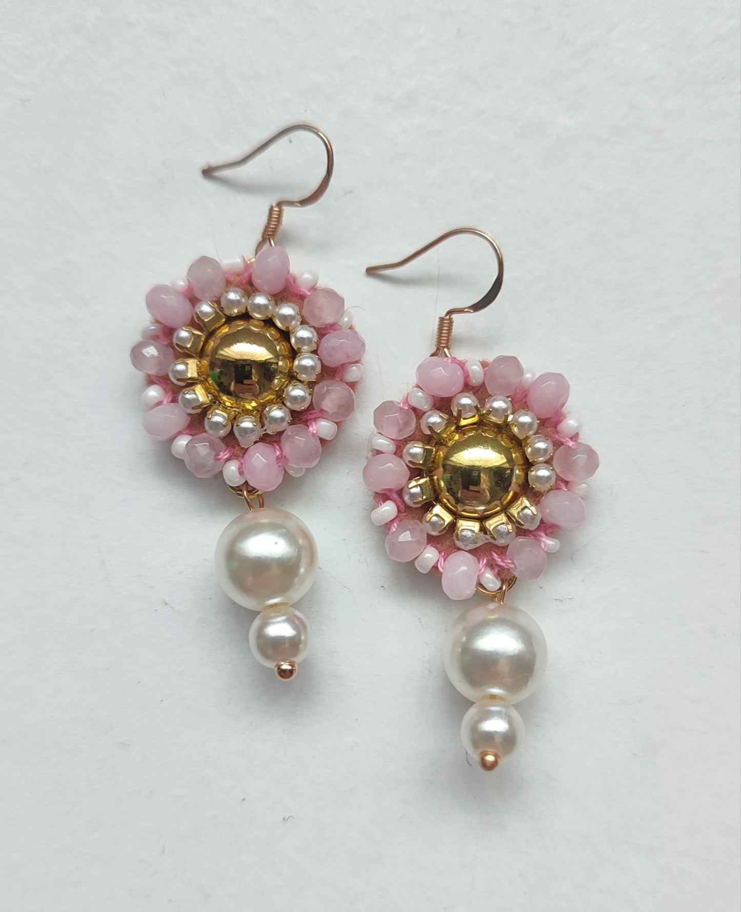 Pink Floral Design Earrings