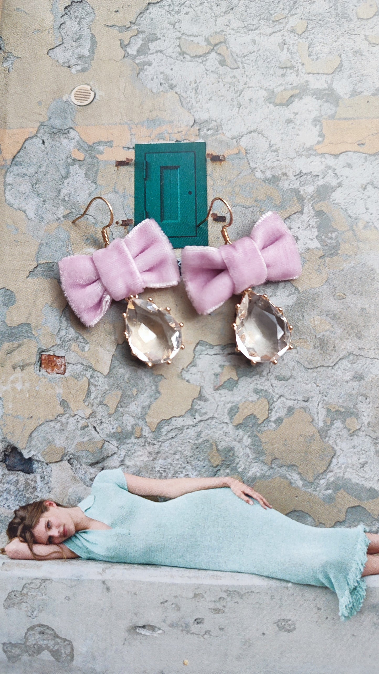 Pink Velvet Bow Earrings