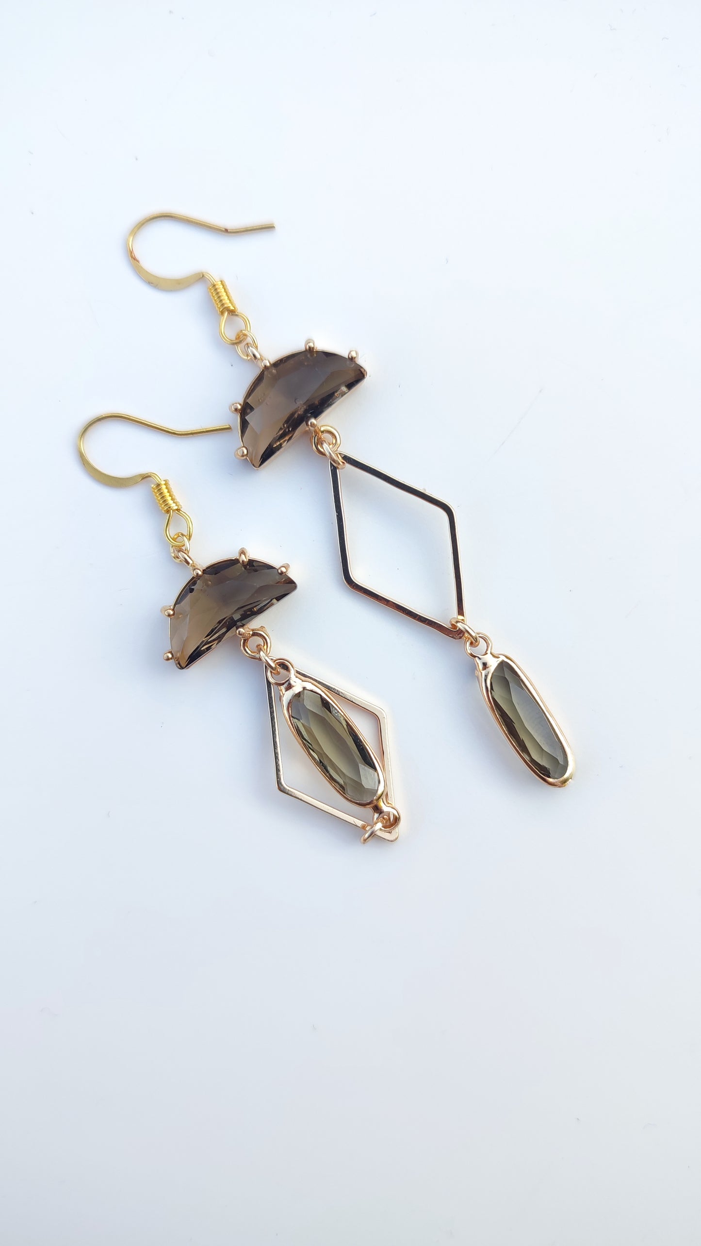 Smokey Quartz Asymmetrical Earrings