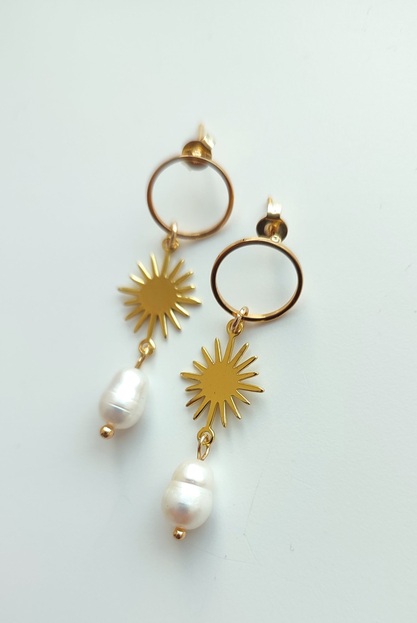 Sunbeam and Pearl Drop Earrings