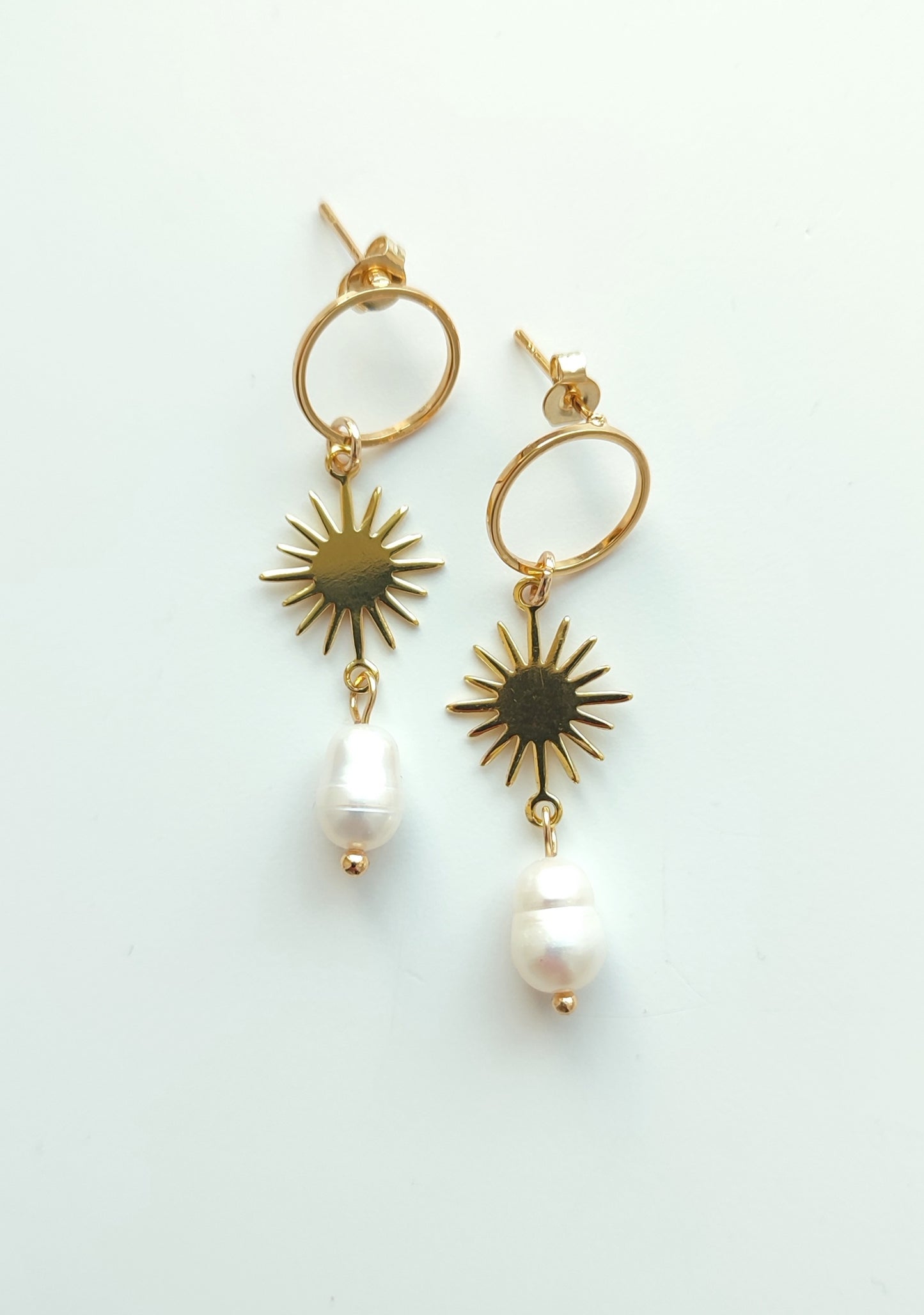 Sunbeam and Pearl Drop Earrings