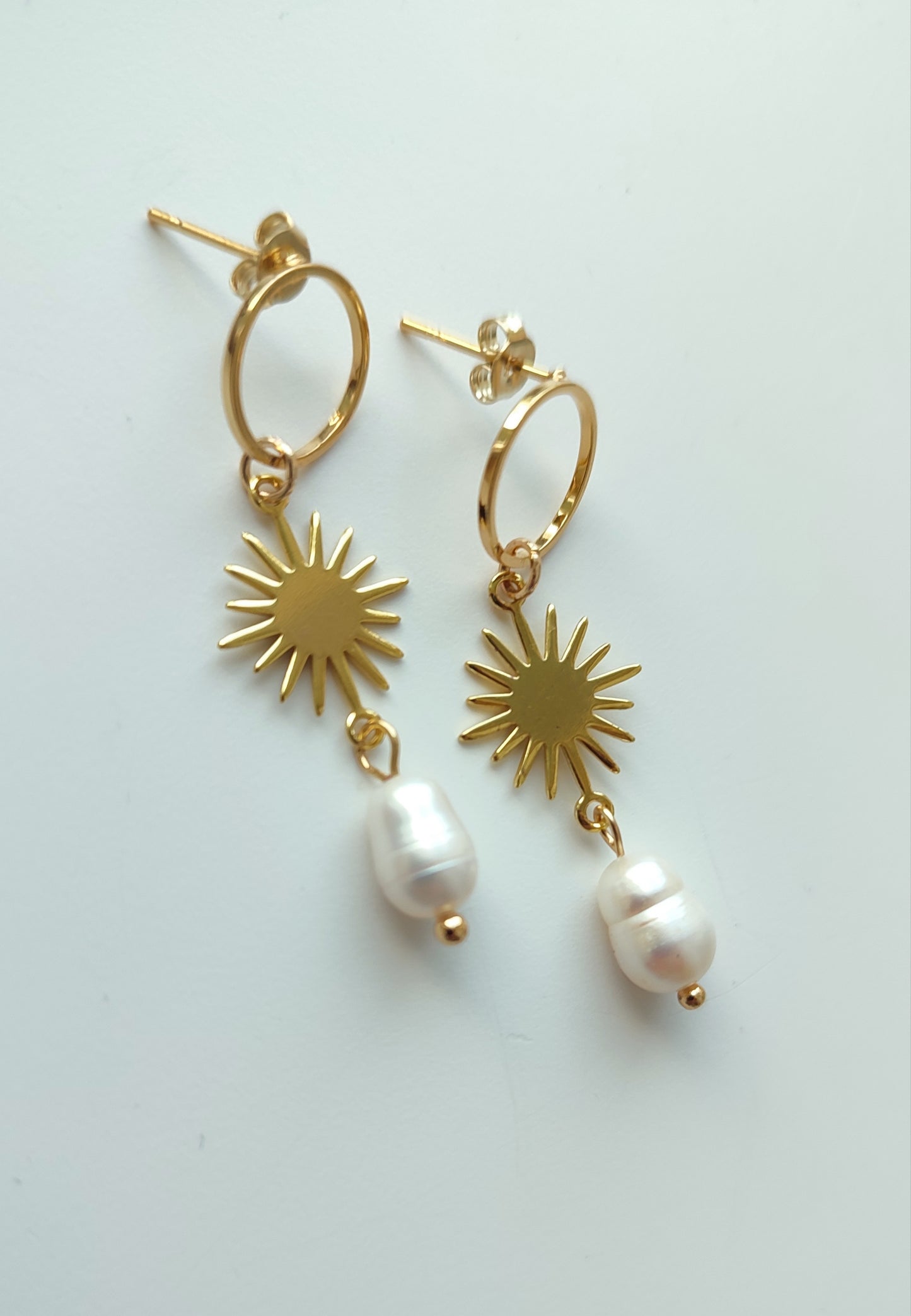 Sunbeam and Pearl Drop Earrings