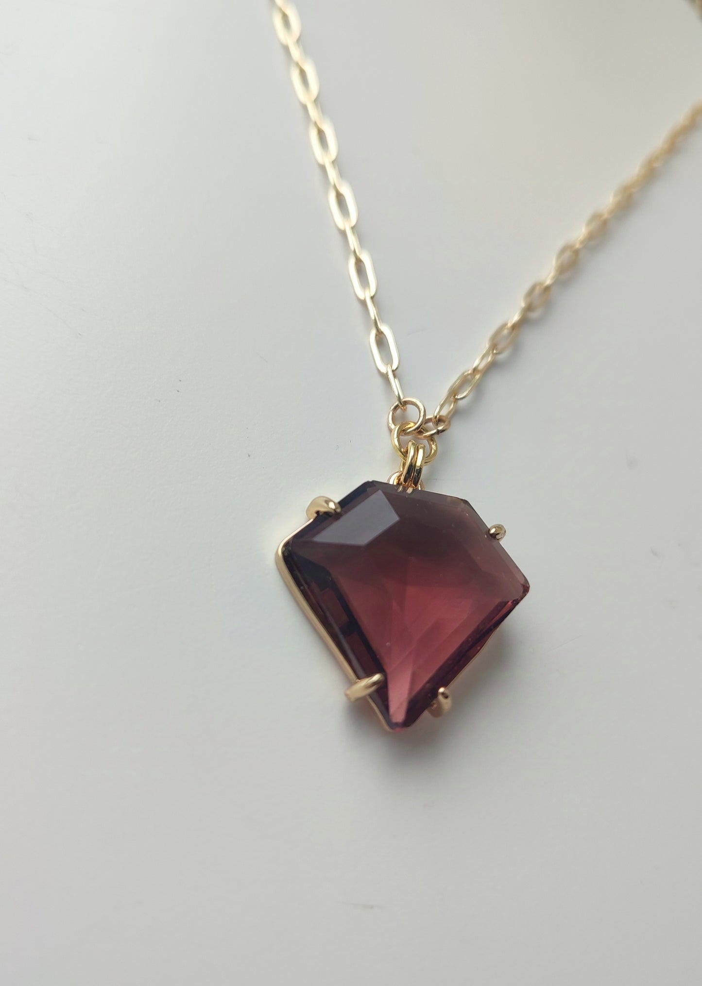 Burgundy Glass Pendant Necklace