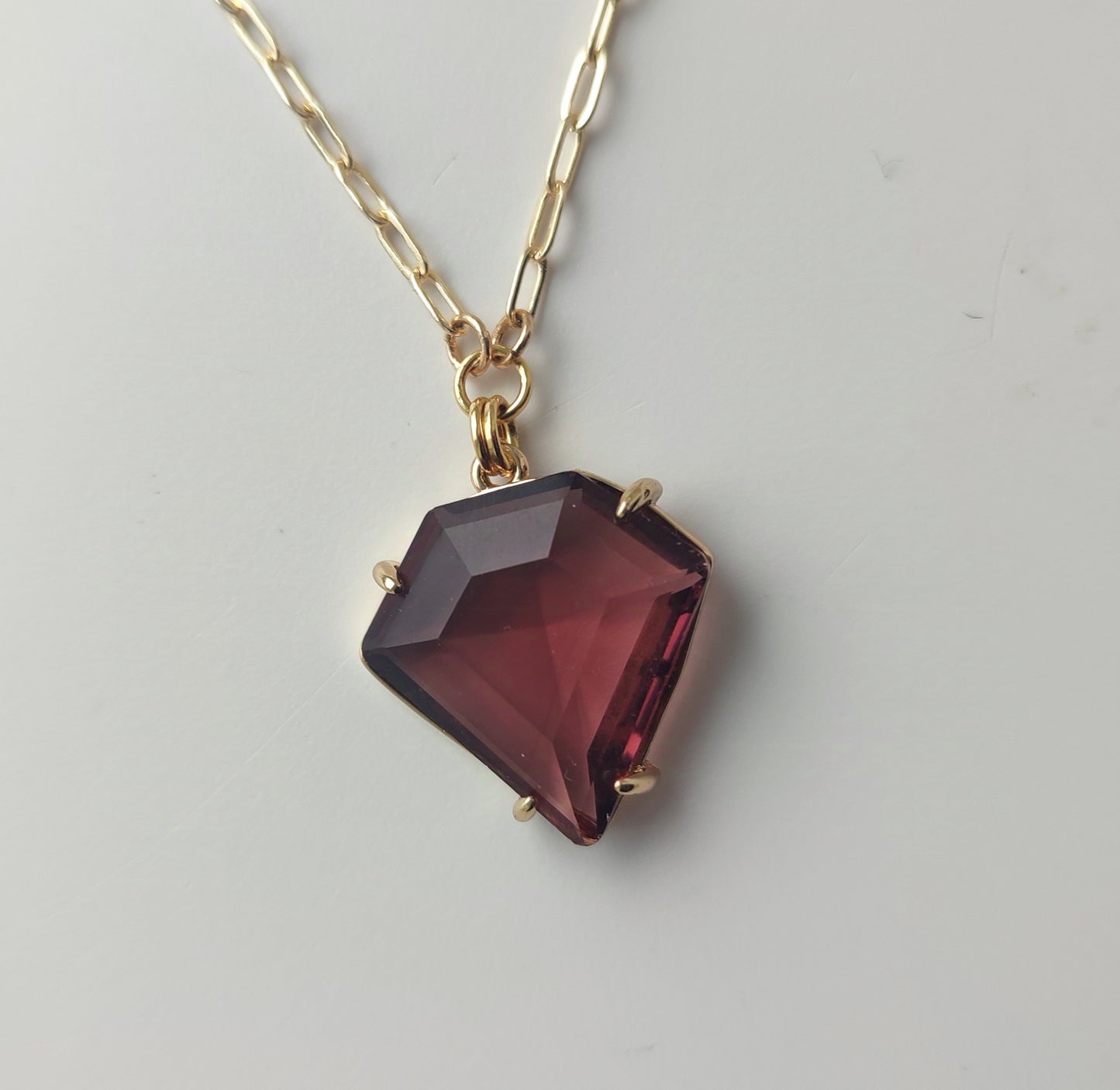 Burgundy Glass Pendant Necklace