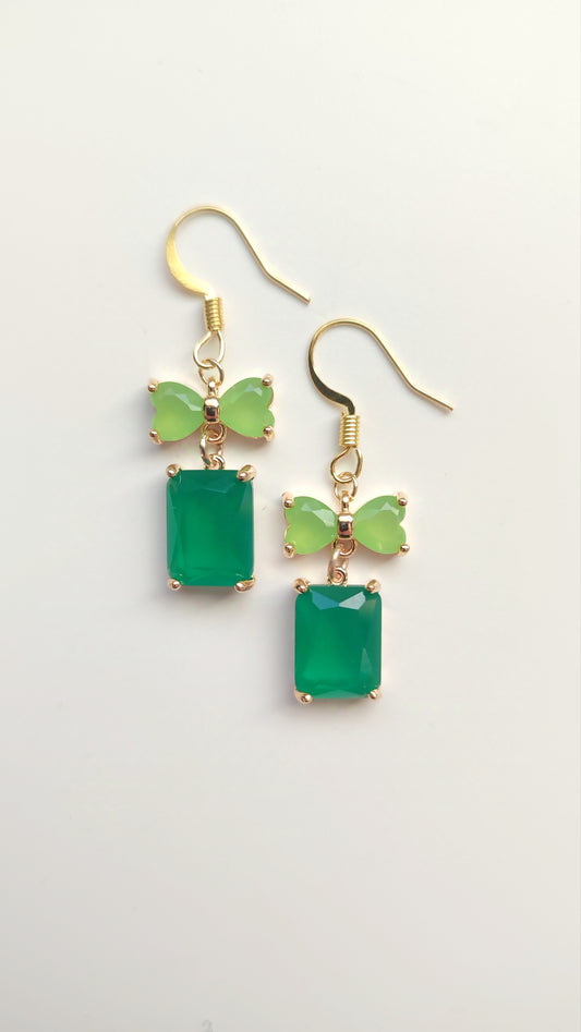 'Green with Envy' Bow Earrings