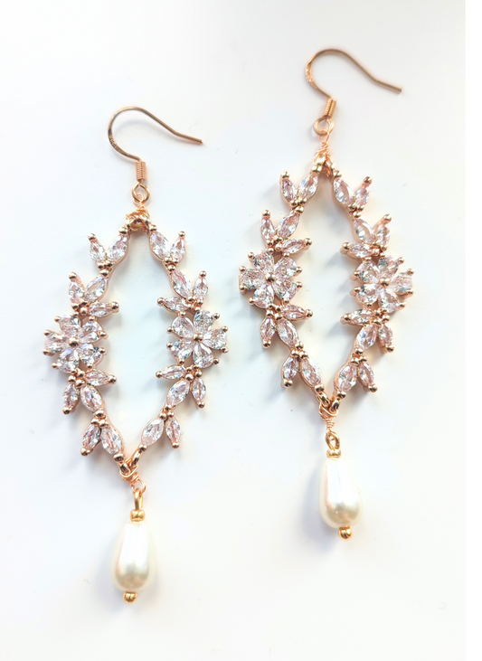 Cubic Zirconia Floral Earrings