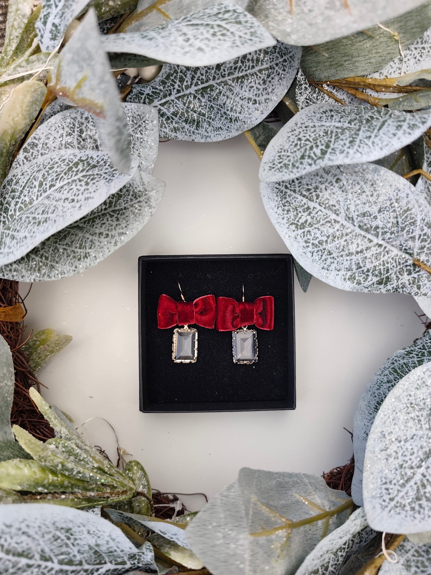 Red Velvet Bow Earrings