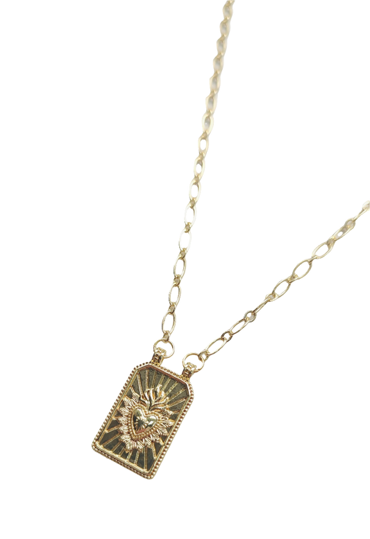 Sacred Heart Tag Design Necklace