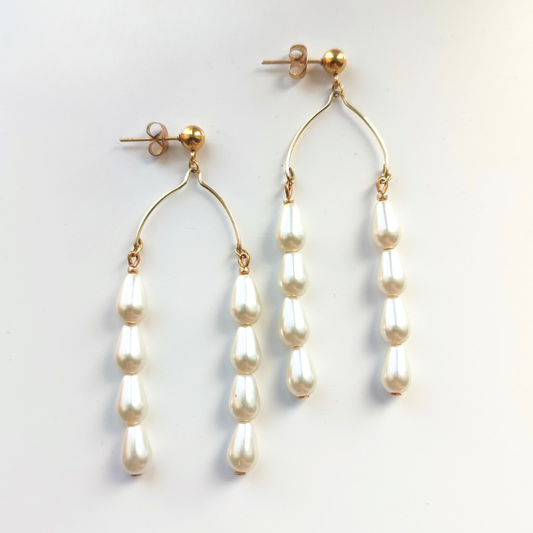 Wishbone Pearl Drop Earrings