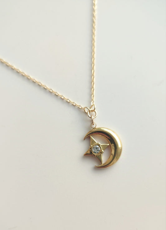 Crescent Moon and Star Necklace