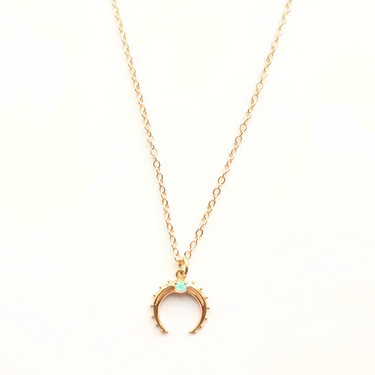 Opal Crescent Horn Pendant