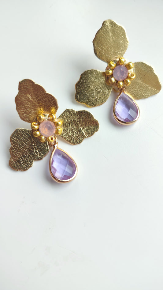 Pink and Purple Pansy Earrings