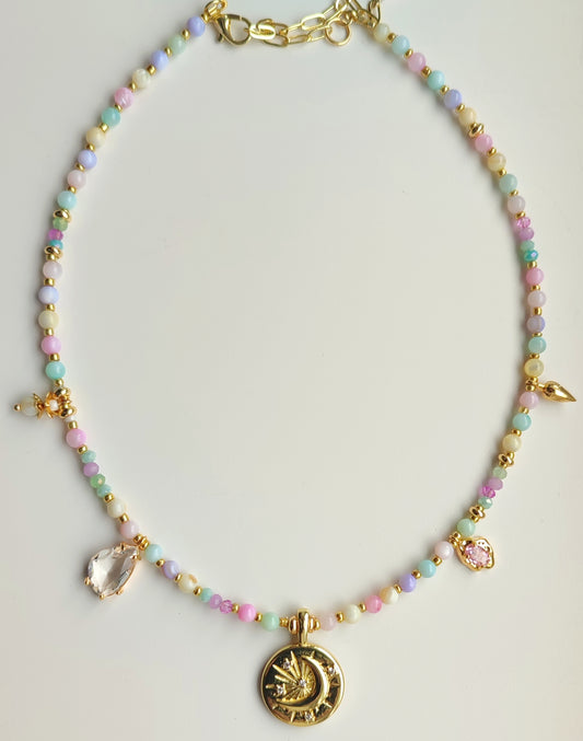 Candy Coloured Pearl Beaded Charm Necklace