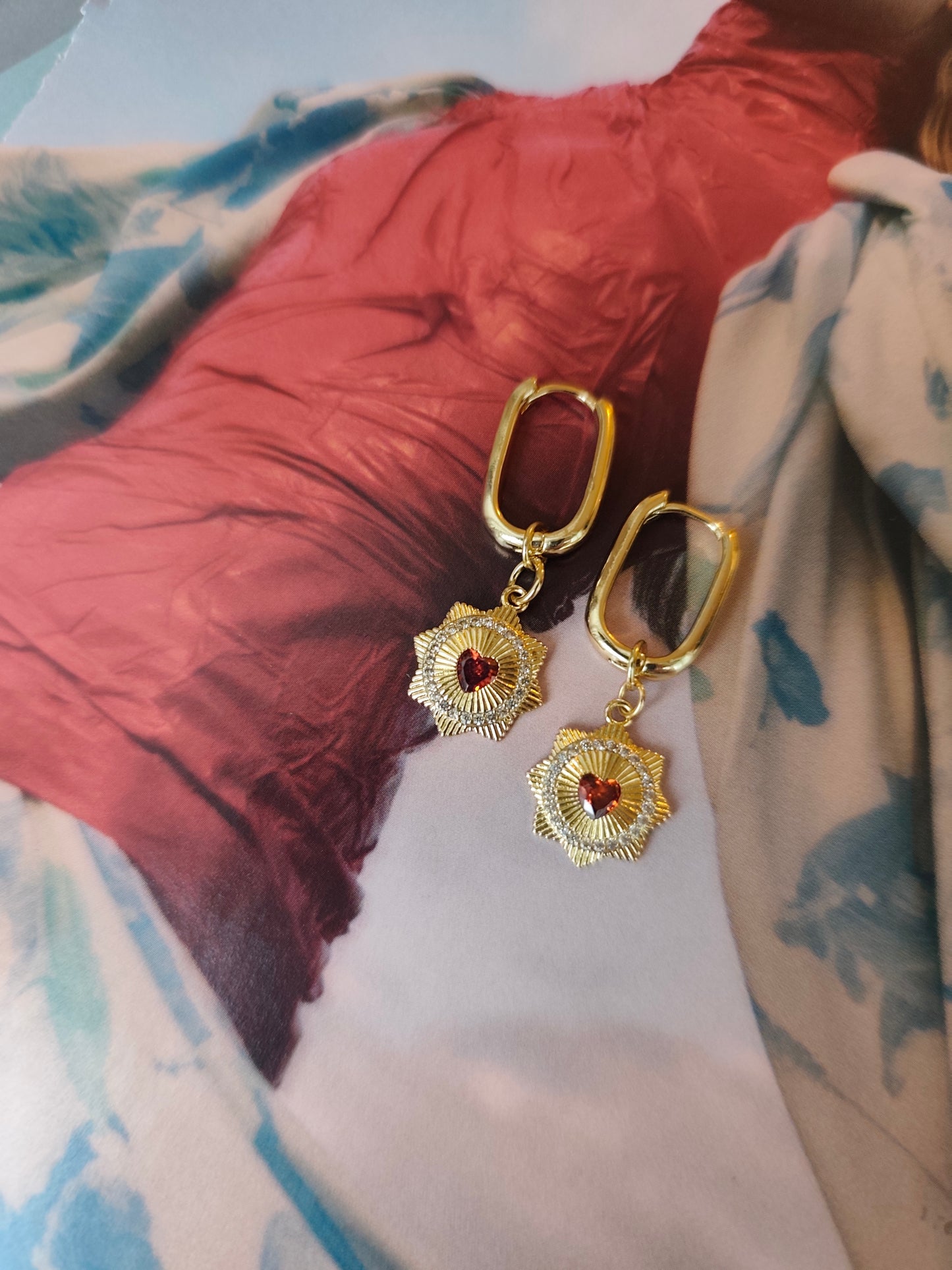 Red Heart Charm Earrings