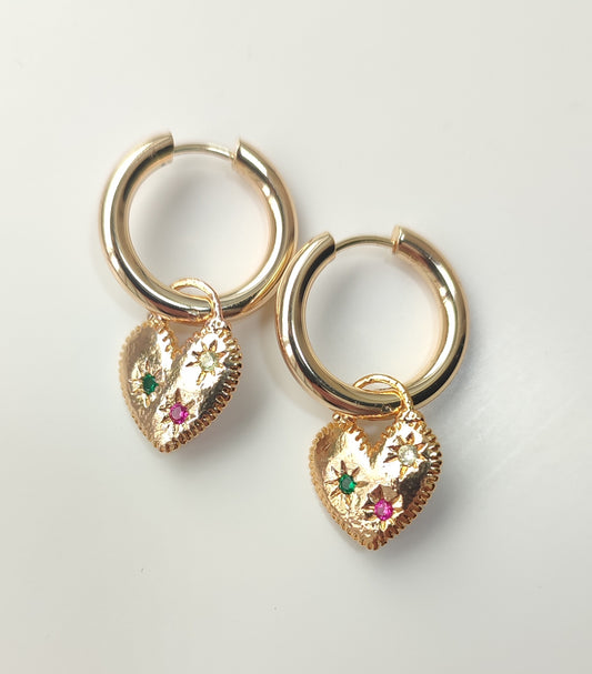 Colourful Locket Heart Hoops