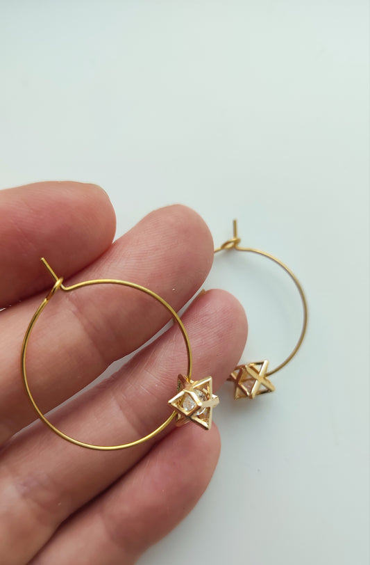 3D Star Hoop Earrings