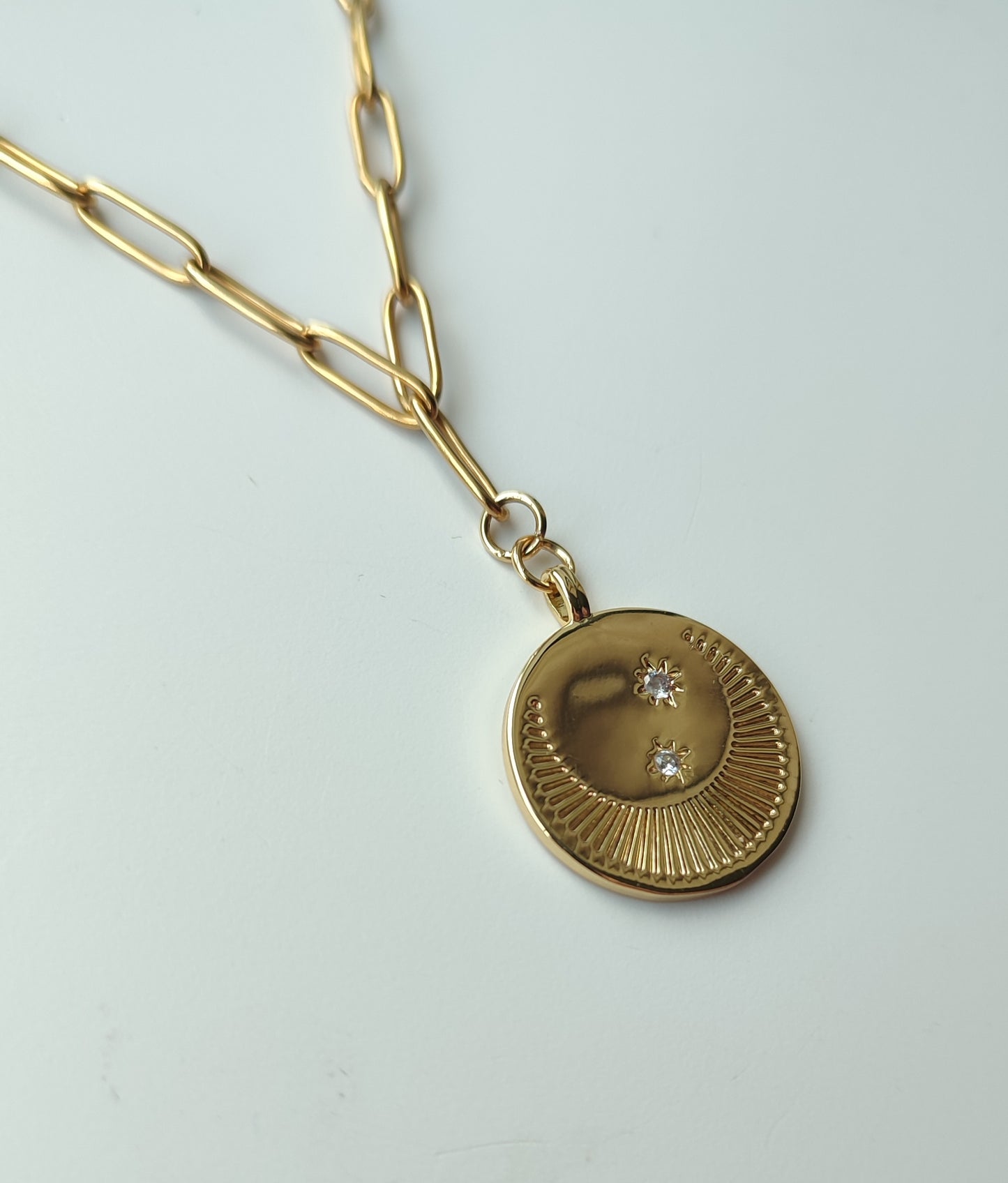 The 'India' Moon and Stars Disc Necklace