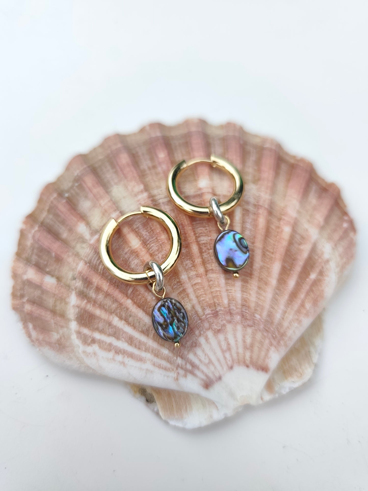 Abalone Shell Gold Filled Hoops