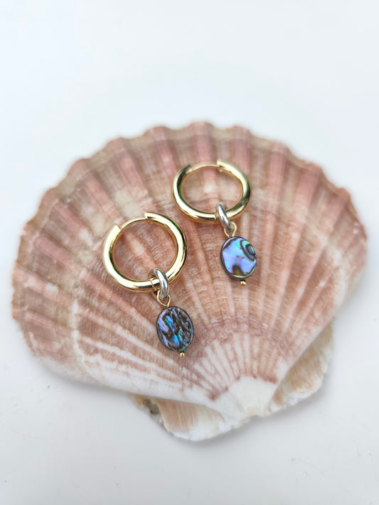 Abalone Shell Gold Filled Hoops