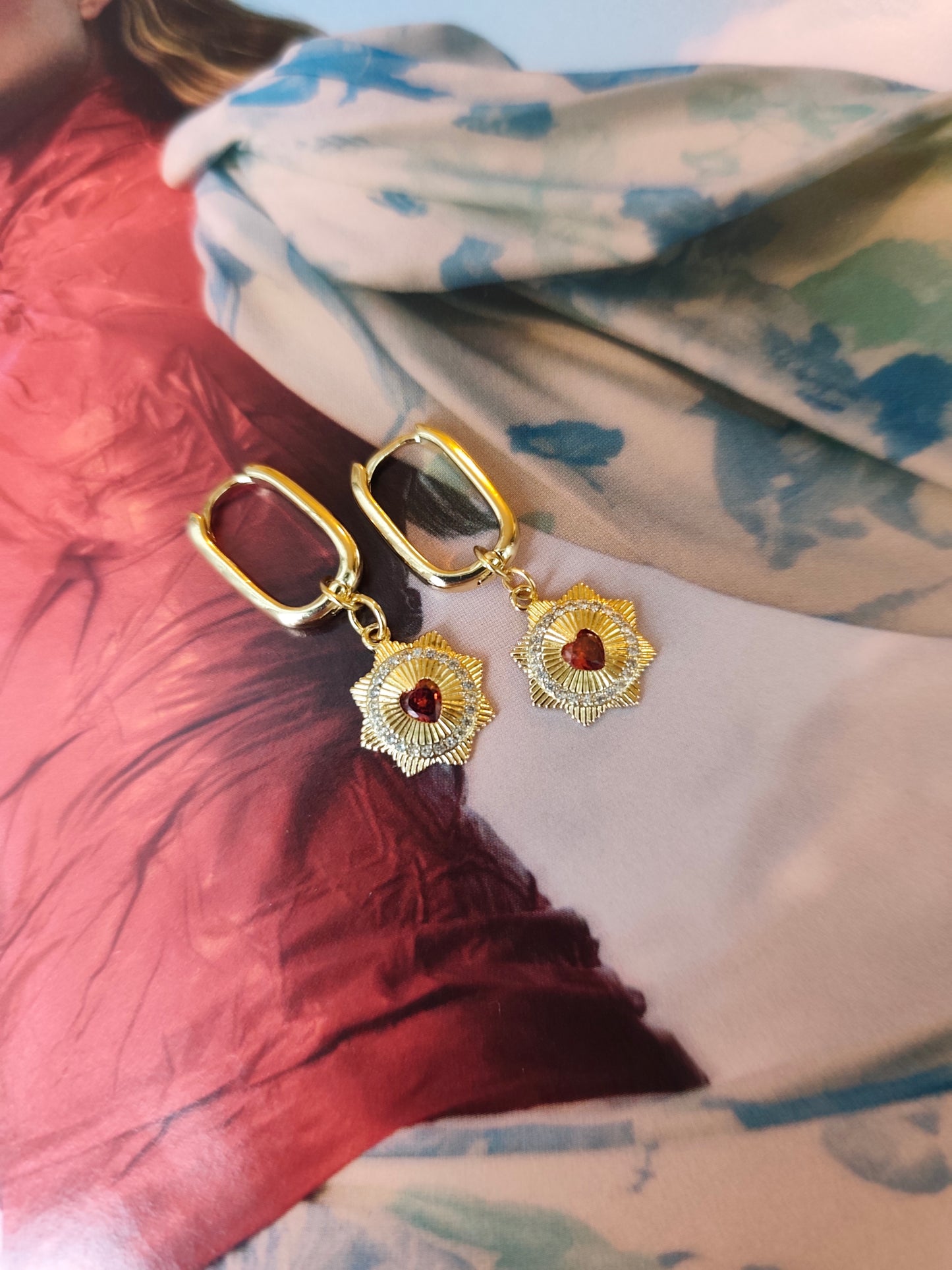 Red Heart Charm Earrings