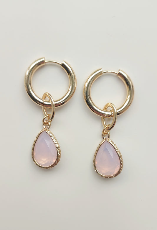Chunky Style Hoops with Pink