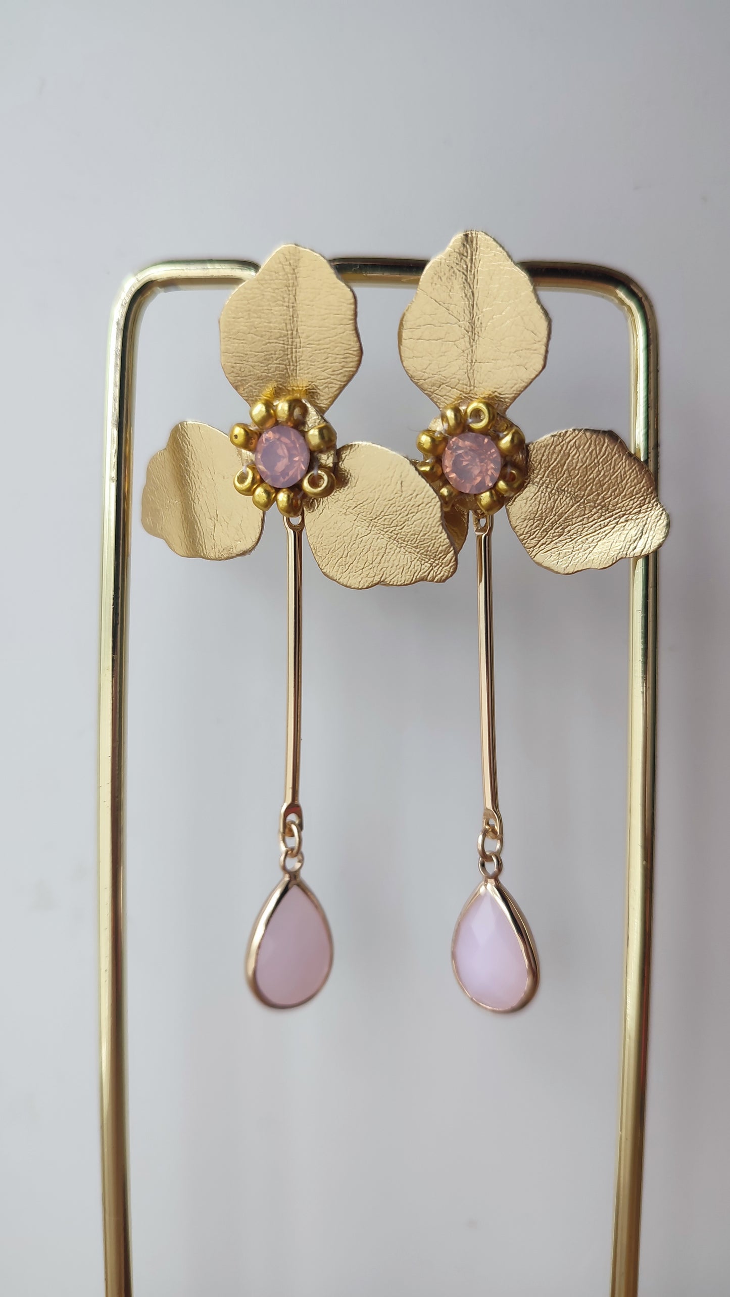 Pink Pansy Statement Earrings