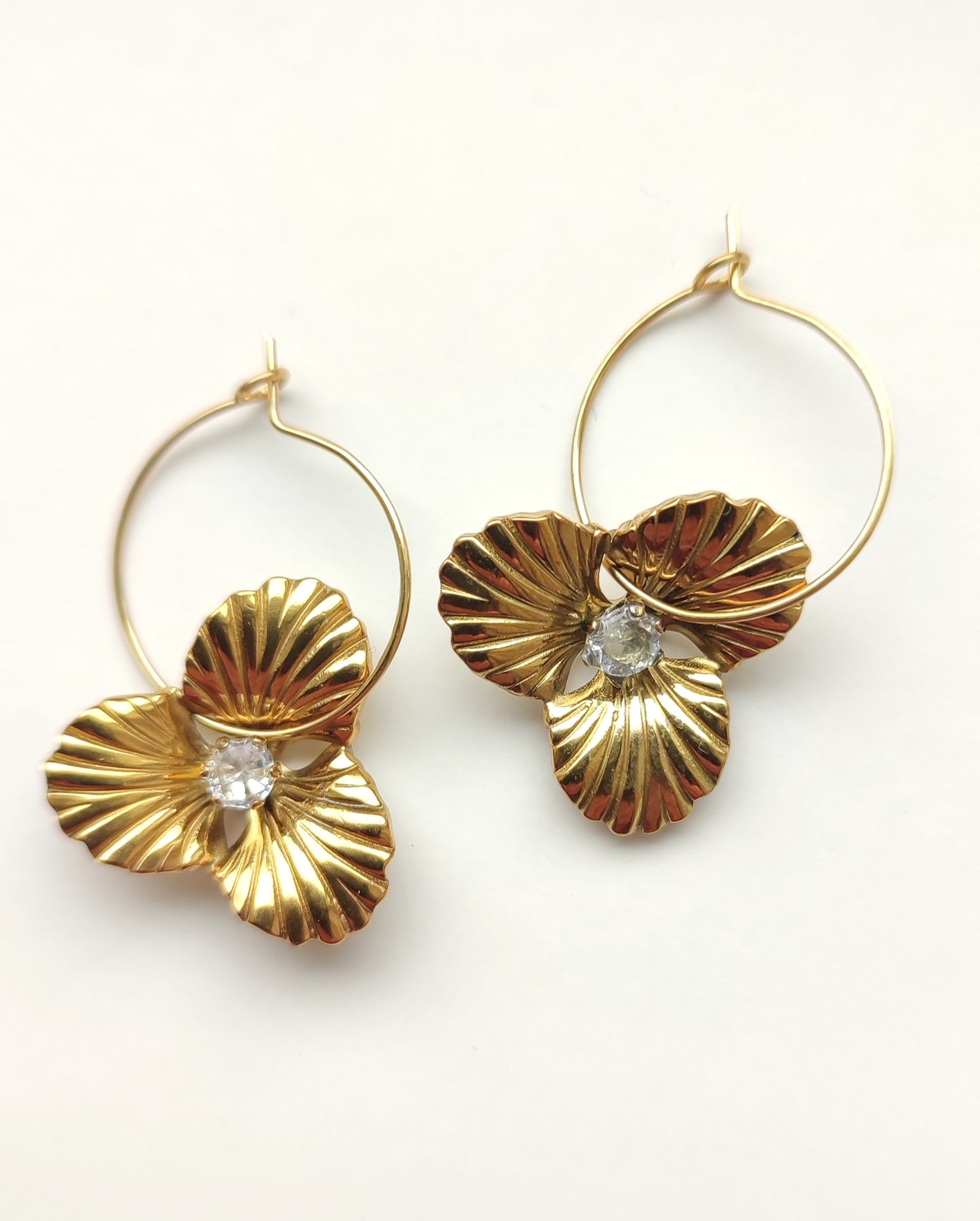 Gold Floral Hoop Earrings