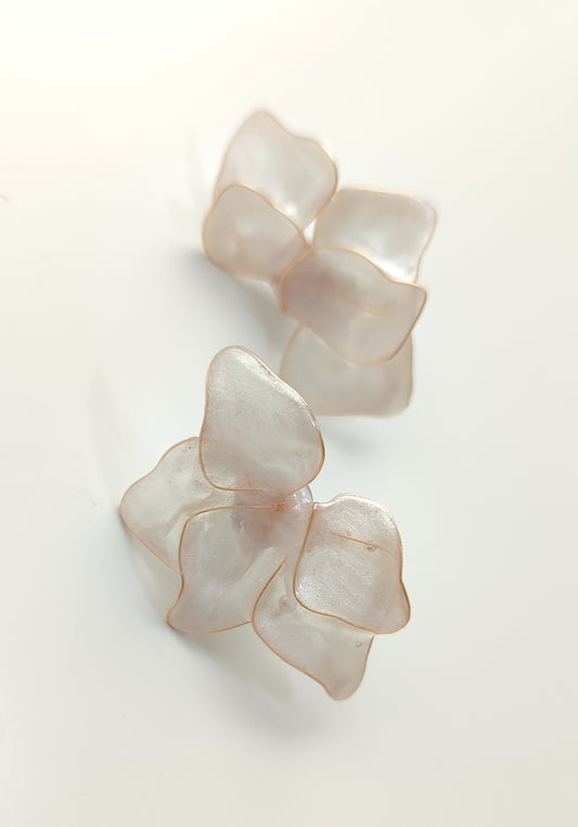 Ivory Resin Floral Earrings