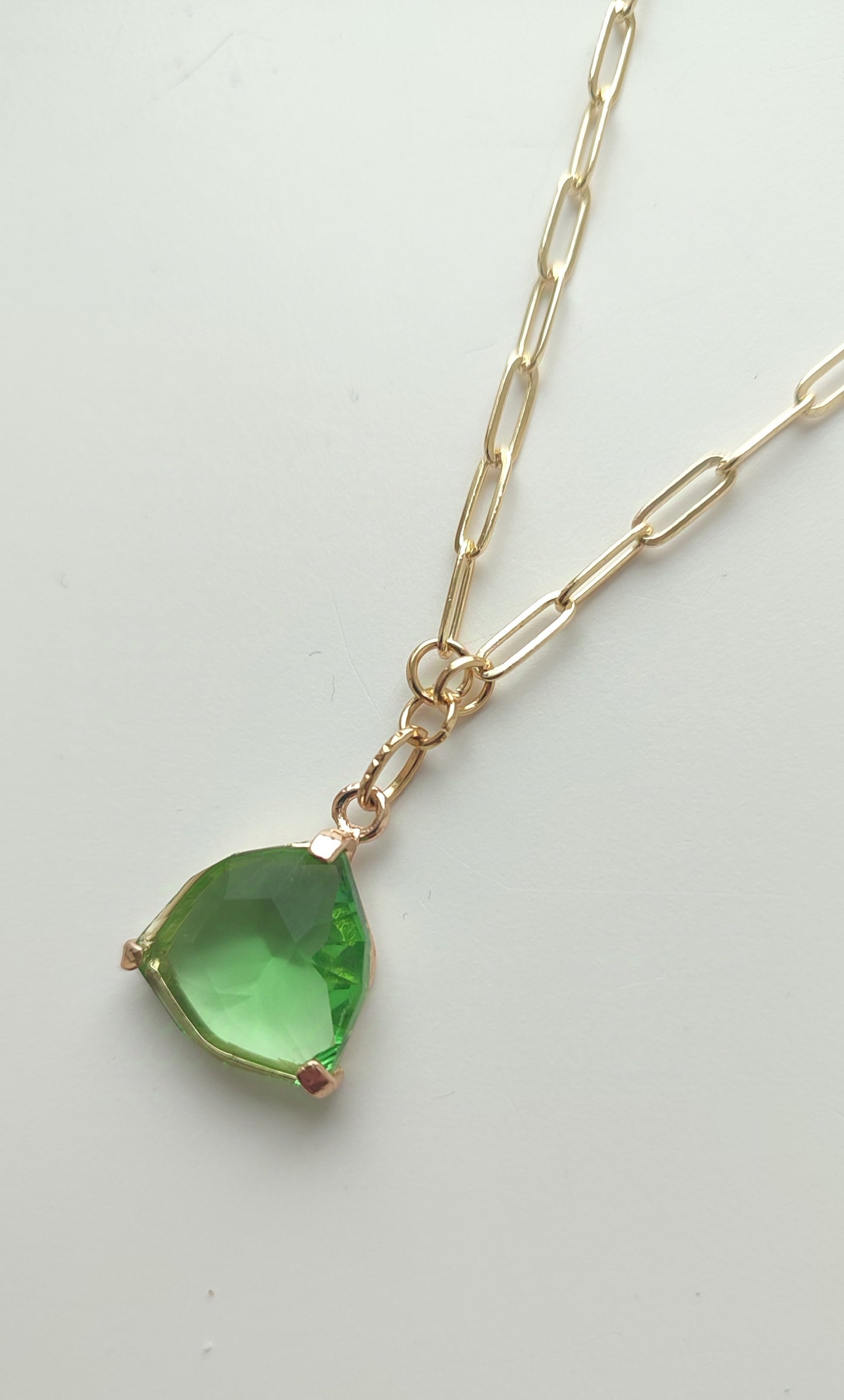 Green Glass Pendant Necklace