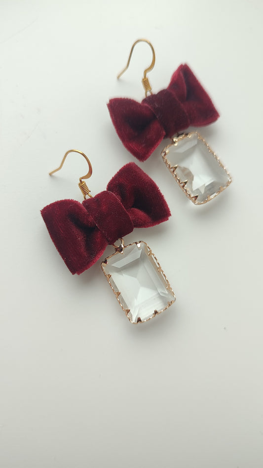 Red Velvet Bow Earrings