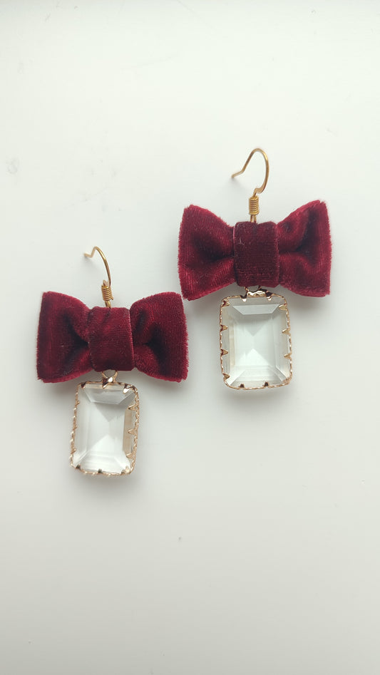 Red Velvet Bow Earrings