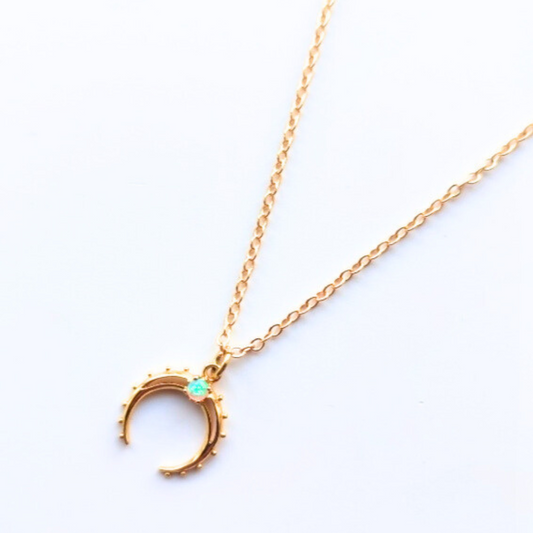 Opal Crescent Horn Pendant