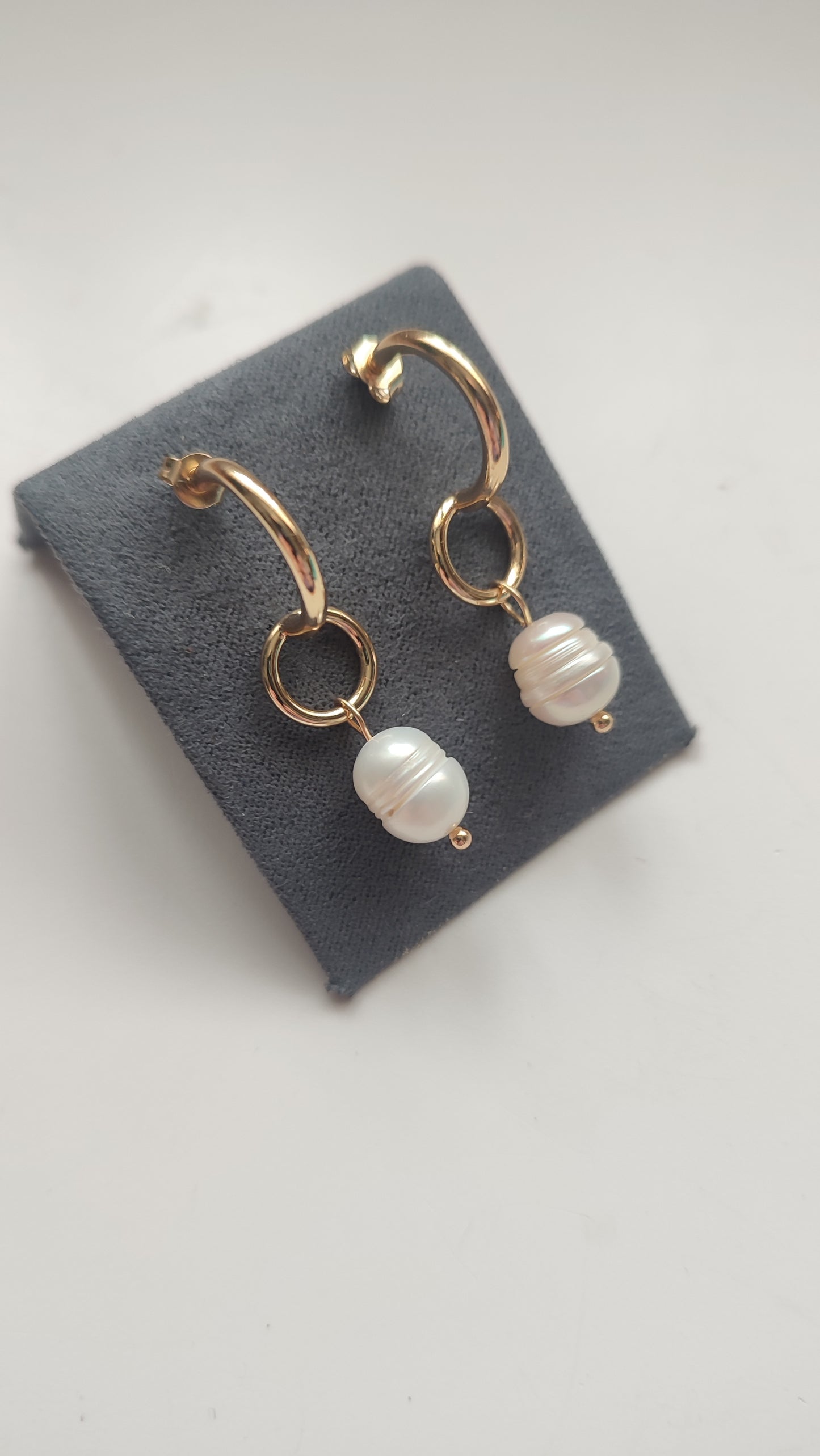 Hoop and Pearl Drop Earrings