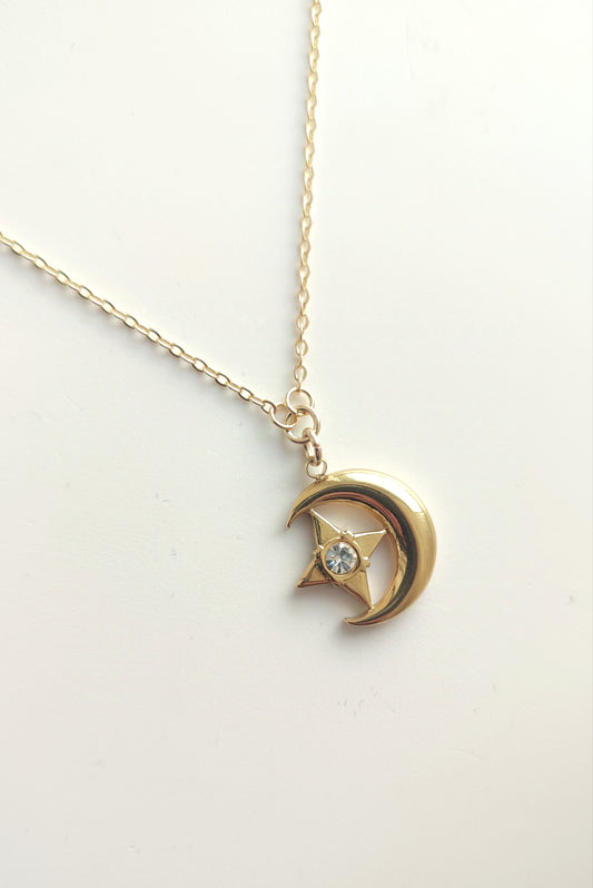 Crescent Moon and Star Necklace