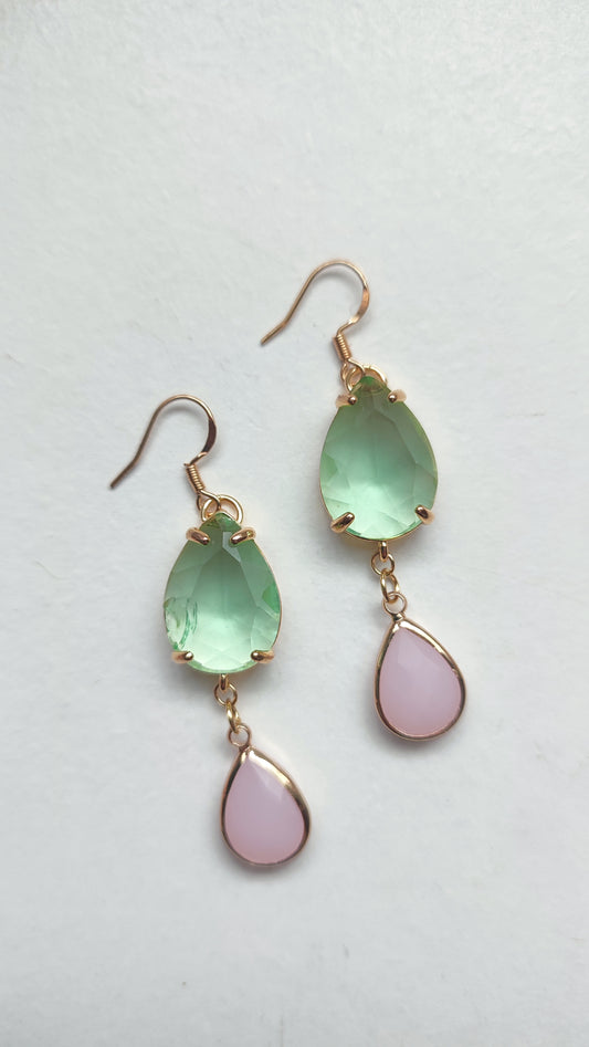 Green and Pink Statement Earrings