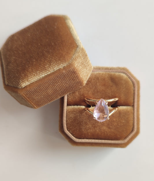 Pink Teardrop Double Layer Ring