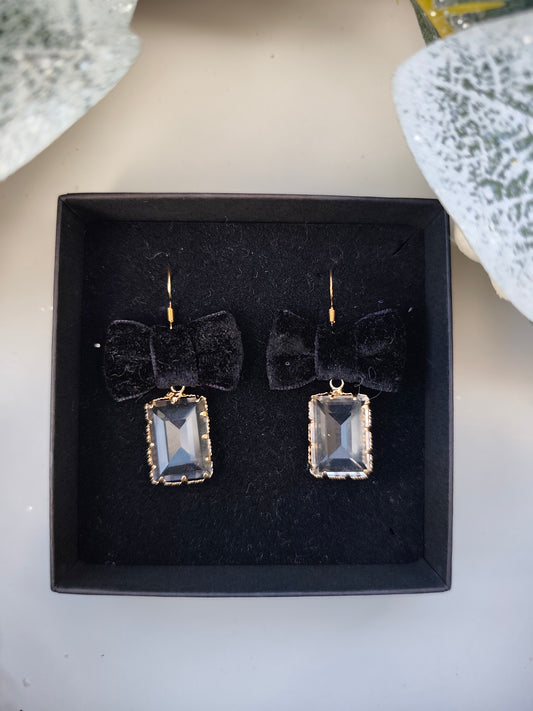Black Velvet Bow Earrings