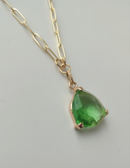 Green Glass Pendant Necklace