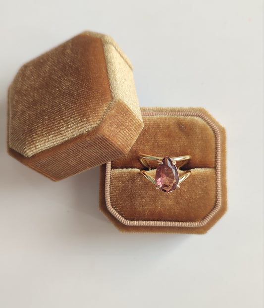 Burgundy Teardrop Double Layer Ring