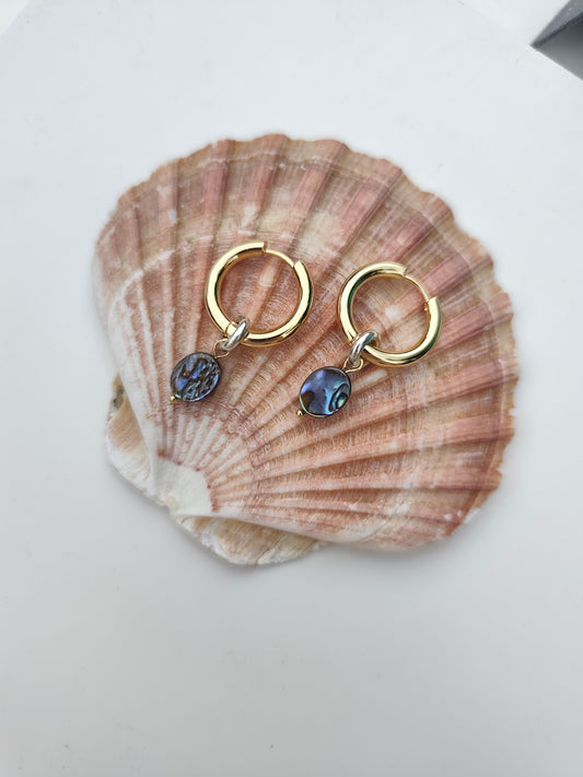 Abalone Shell Gold Filled Hoops