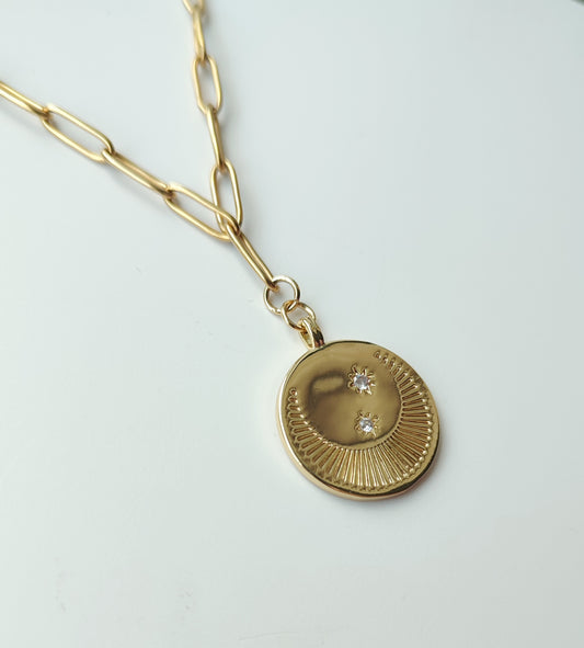 The 'India' Moon and Stars Disc Necklace